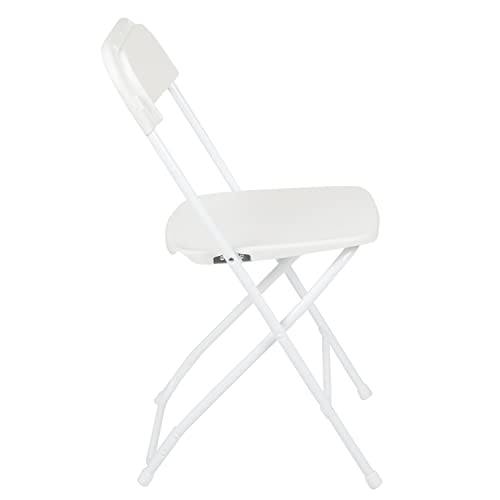 EMMA + OLIVER Set of 2 Plastic Folding Chairs - 650 LB Weight Capacity Lightweight Stackable Folding Chair in White