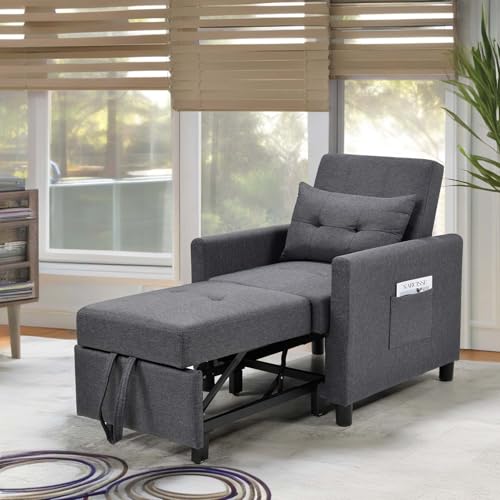 Sofa Bed Sleeper Sofa Couch with Pullout Bed 3-in-1 Sofa Bed Chair Convertible Sleeper Chair Bed Adjust Backrest Into a Sofa Foldable Bed Modern Chair Bed Sleeper for Adults, Deep Blue