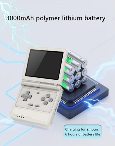 Powkiddy V90S Retro Handheld Console - 10,000+ Preloaded Games, Foldable Clamshell Design, 3.5