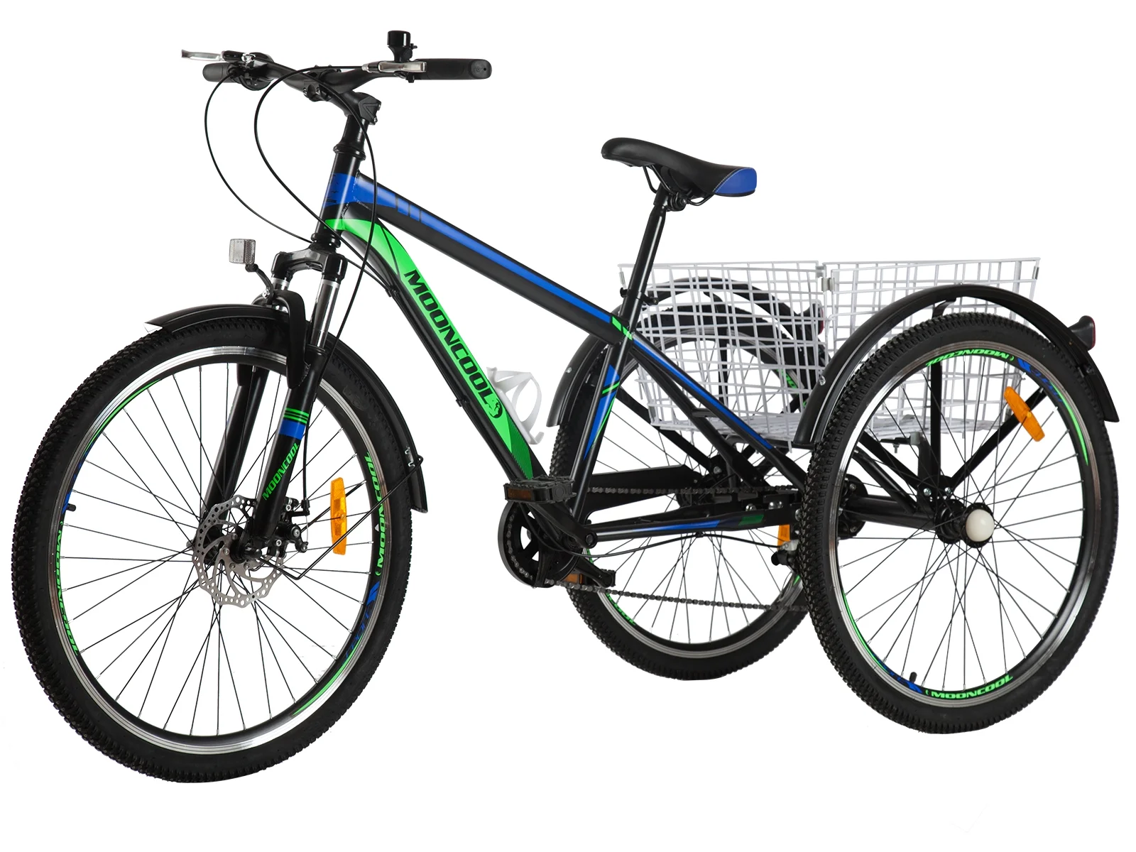 FICISOG Adult Tricycle, 3 Wheeled 7-Speed Mountain Tricycle 24/26/27.5 inch Men's Women's Tricycles Cruiser Bike, Cargo Basket