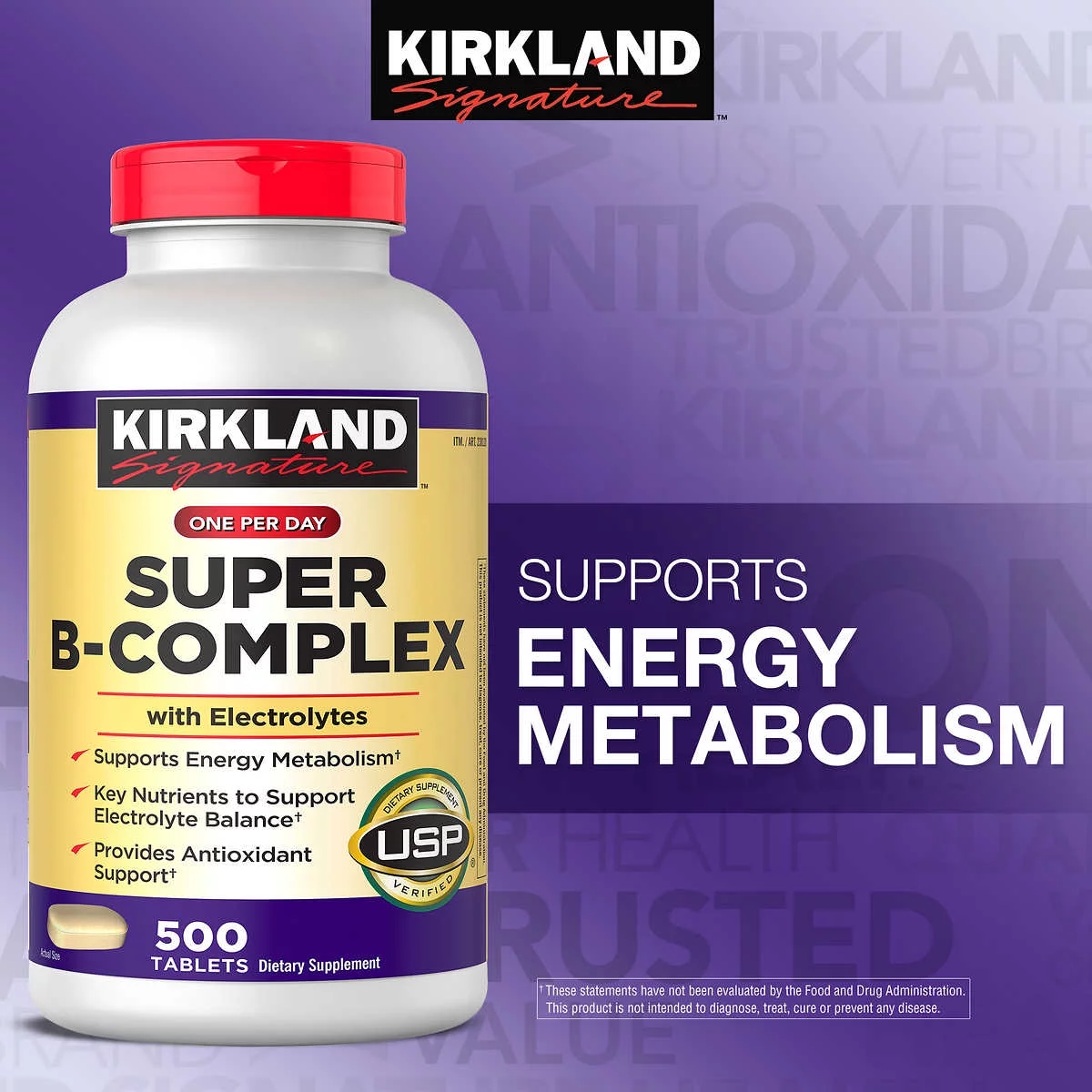 KS Super B-Complex with Electrolytes, 500 Tablets