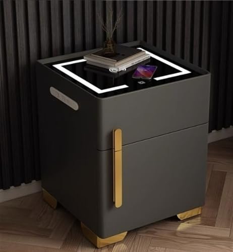 Smart Nightstand with Drawer and Safe, Invisible Integrated Safe, Smart Night Table with Drawer, Household Bedroom Bedside Table, Bedside Cabinet for Bedroom Living Room Furniture(Black,19.68*15.74*19