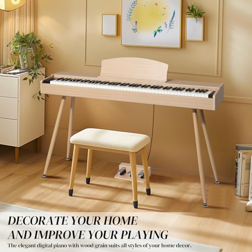 Ktaxon Digital Piano 88-Key Weighted Action Electric Piano with 3-Pedal Unit, Double Bluetooth, Split/Touch/Transpose Control Functions(Black)