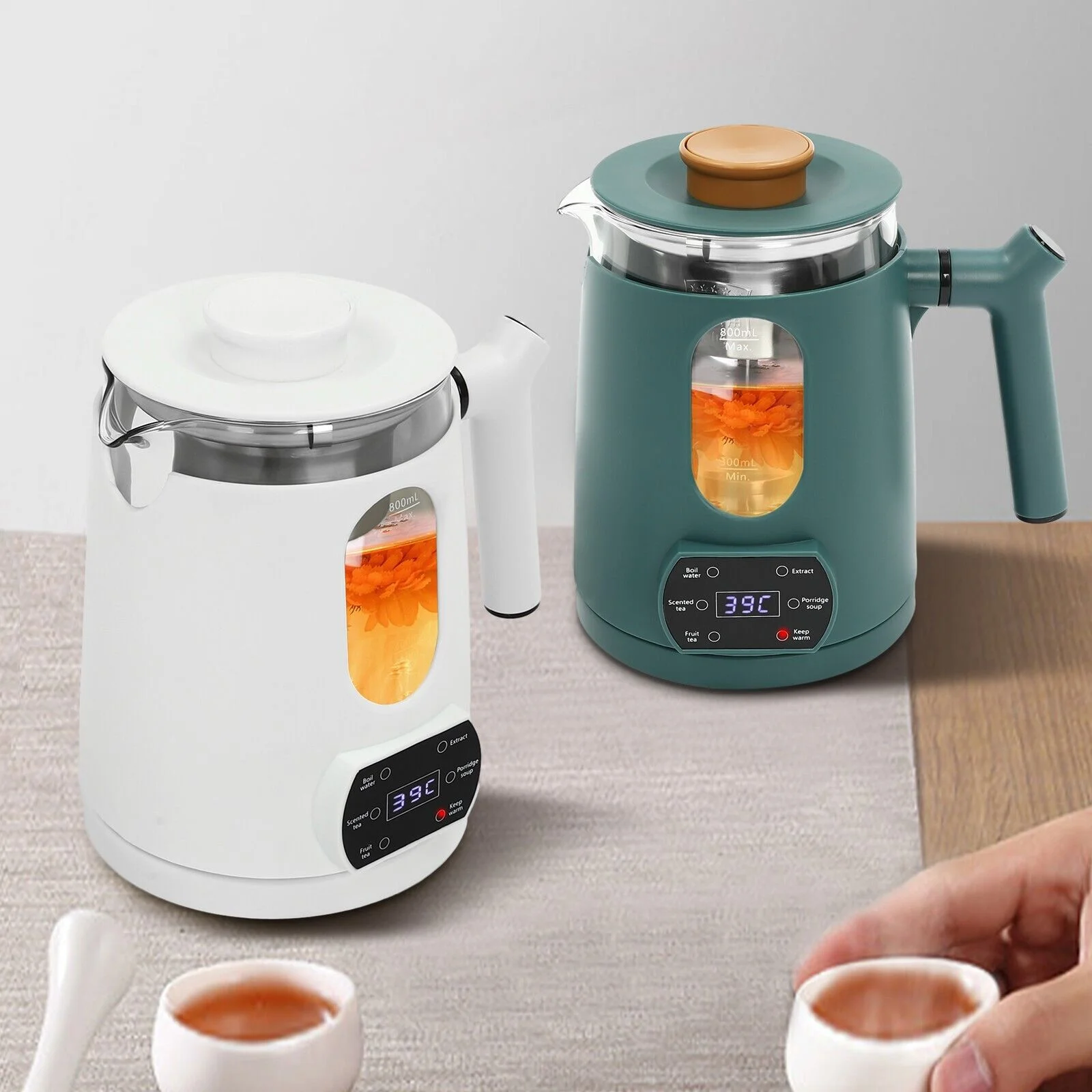 600W 0.8L/27oz Temperature Control Electric Tea Kettle, Water Boiler & Heater, Electric Tea Pot