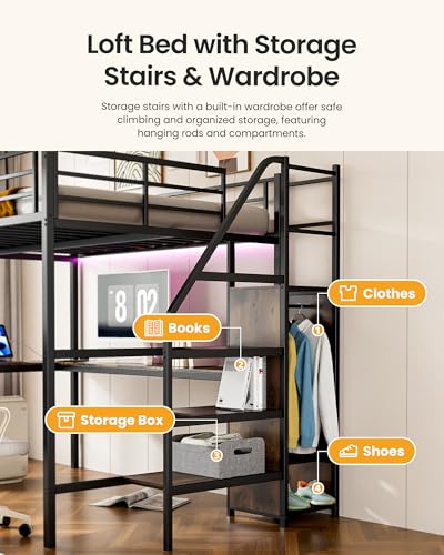 Full Over Full Bunk Bed with Trundle, Heavy Duty Metal Bed Frame with Full-Length Guardrails & Ladder, 3-in-1 Convertible Full Bunk Bed, Noise-Free, No Box Spring Needed, Black