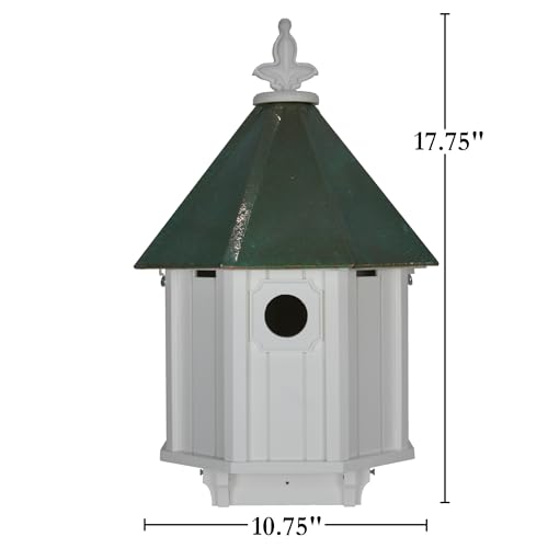 Bluebird Songbird Duplex Bird House, Verdigris Patina Roof (4