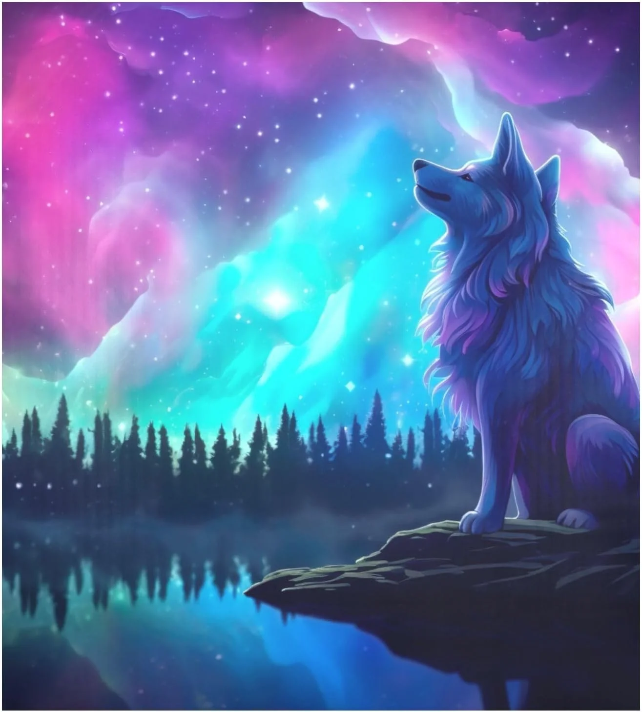 Coolnut Magnetic Dishwasher Stickers Galaxy Wolf Kitchen Dishwasher Cover Sticker, Panel Decal Home Cabinet Appliances Stickers 23in W x 26in H Home Decor