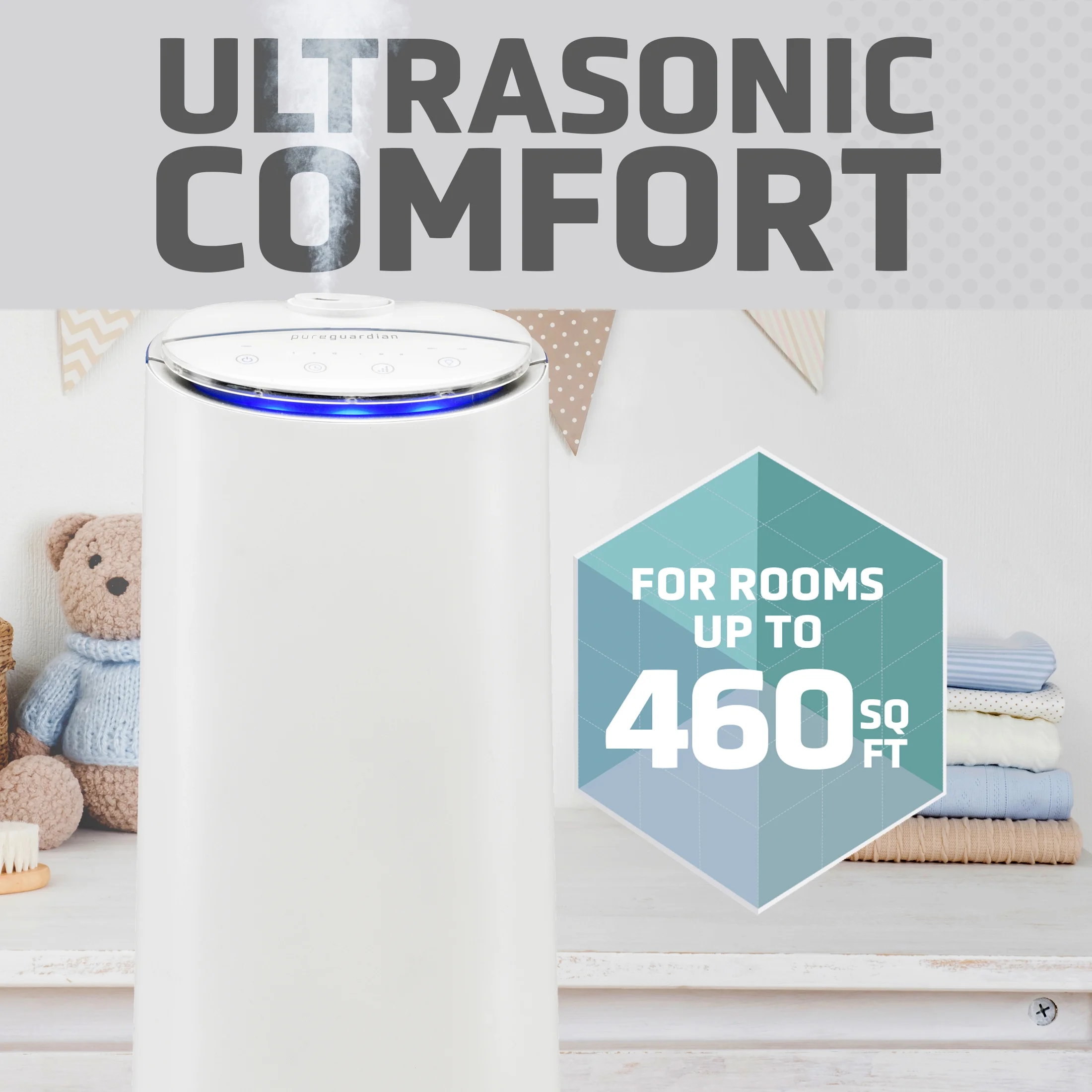 PureGuardian 1.5 Gallon 460 sq. ft. Warm and Cool Mist Ultrasonic Humidifier with Aroma Tray, H3250W