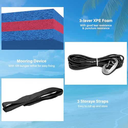 7/9/12/18 Ft3-Layer XPE Foam Pool Lake Floating Pad, Extra Large Capacity Water Lily Raft for Pool Parties, Beach, Ocean Water Recreation