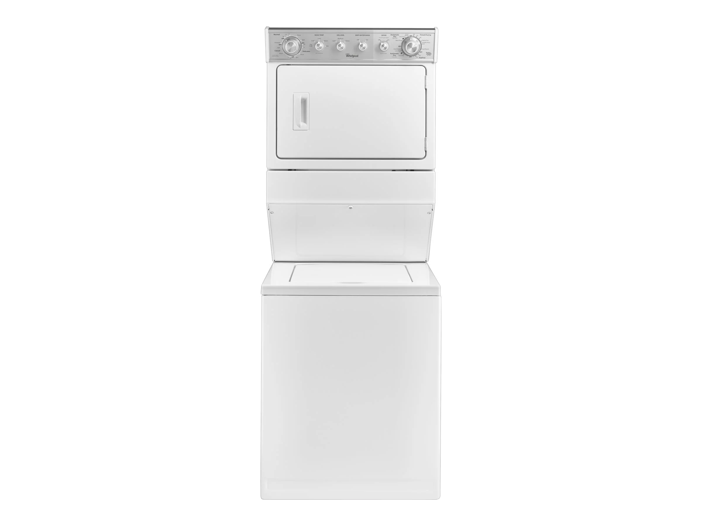 Whirlpool WETLV27FW - Laundry center - width: 27 in - depth: 32 in - height: 71.7 in - 640 rpm - white
