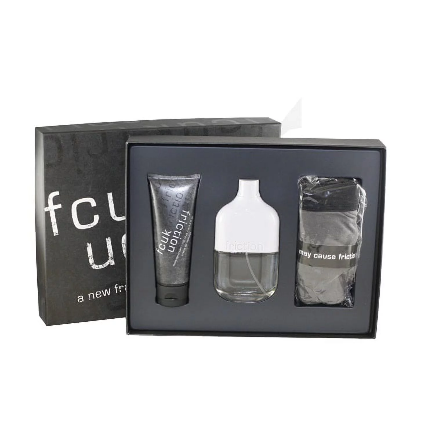 FRICTION HIM FCUK 3.4 oz EDT Men's Cologne + 3.3 Massage Cream + Underwear SET