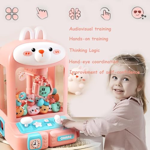 Claw Machine for Kids Mini Claw Machine Mini Vending Machine Electronic Arcade Games Candy Grabber Prize Dispenser with Sound & 20 Mini Plush Toys for Easter Christmas Birthday Gifts