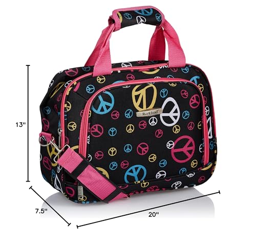 Rockland Fashion Softside Upright Luggage Set, Expandable, Kensington, Black and White, 2-Piece(14/19)