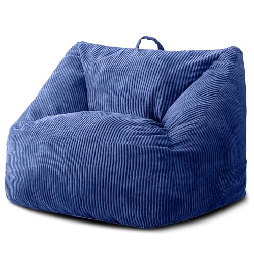 Bean Bag Chairs for Adult, Giant Bean Sofa with High-Rebound Memory Foam, Chair with Plush Microfiber Removable Cover, Big Sofa for Reading, Gaming, Black