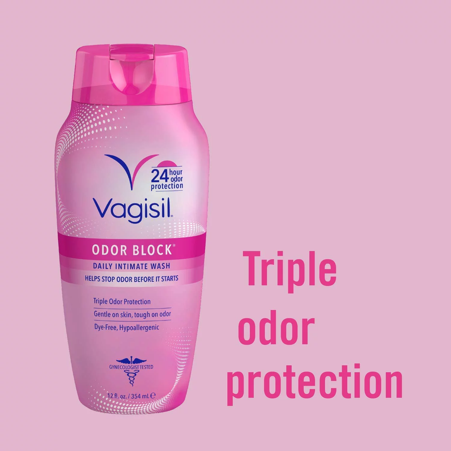 Vagisil Odor Block Daily Intimate Feminine Wash for Women, Gynecologist Tested, Hypoallergenic, 12 Ounce- Pack of 3 (Packaging May Vary)