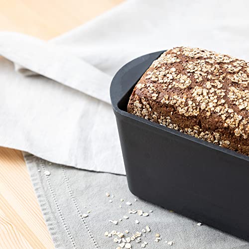 Navaris Cast Iron Bread Loaf Pan with Lid, 13x5 inches, Black