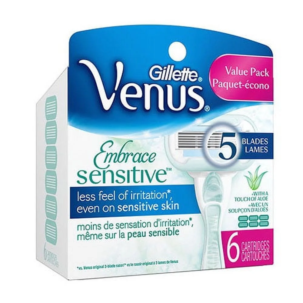 Gillette Venus Embrace Sensitive Women Razor Refill Cartridges, 6 ea