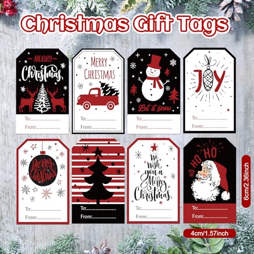 800 Pieces Christmas Tags Christmas to from Labels Self Adhesive Christmas Tag Christmas Stickers Tag Sticker Christmas Paper Tags for Decorations, 8 Styles (Cute Style)