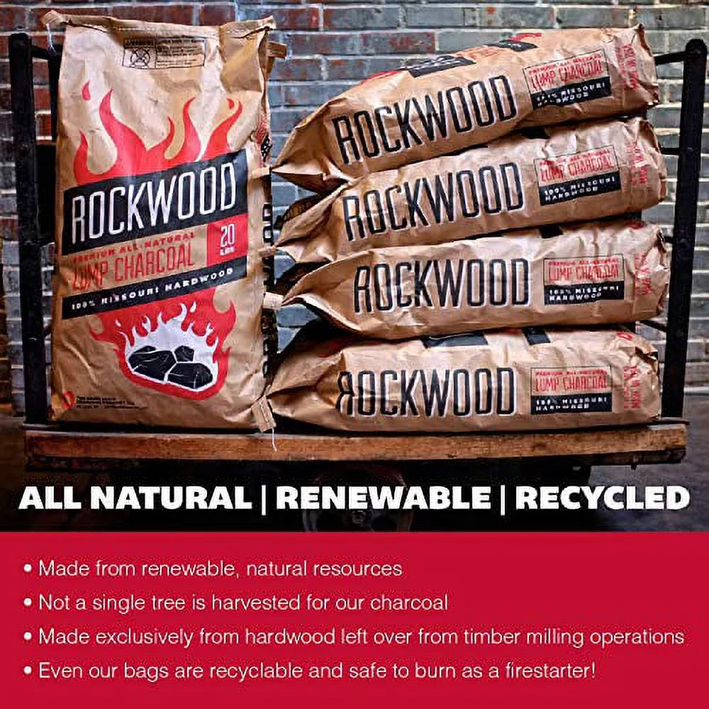 Rockwood All-Natural Hardwood Lump Charcoal - Missouri Oak, Hickory, Maple, and Pecan Wood Mix