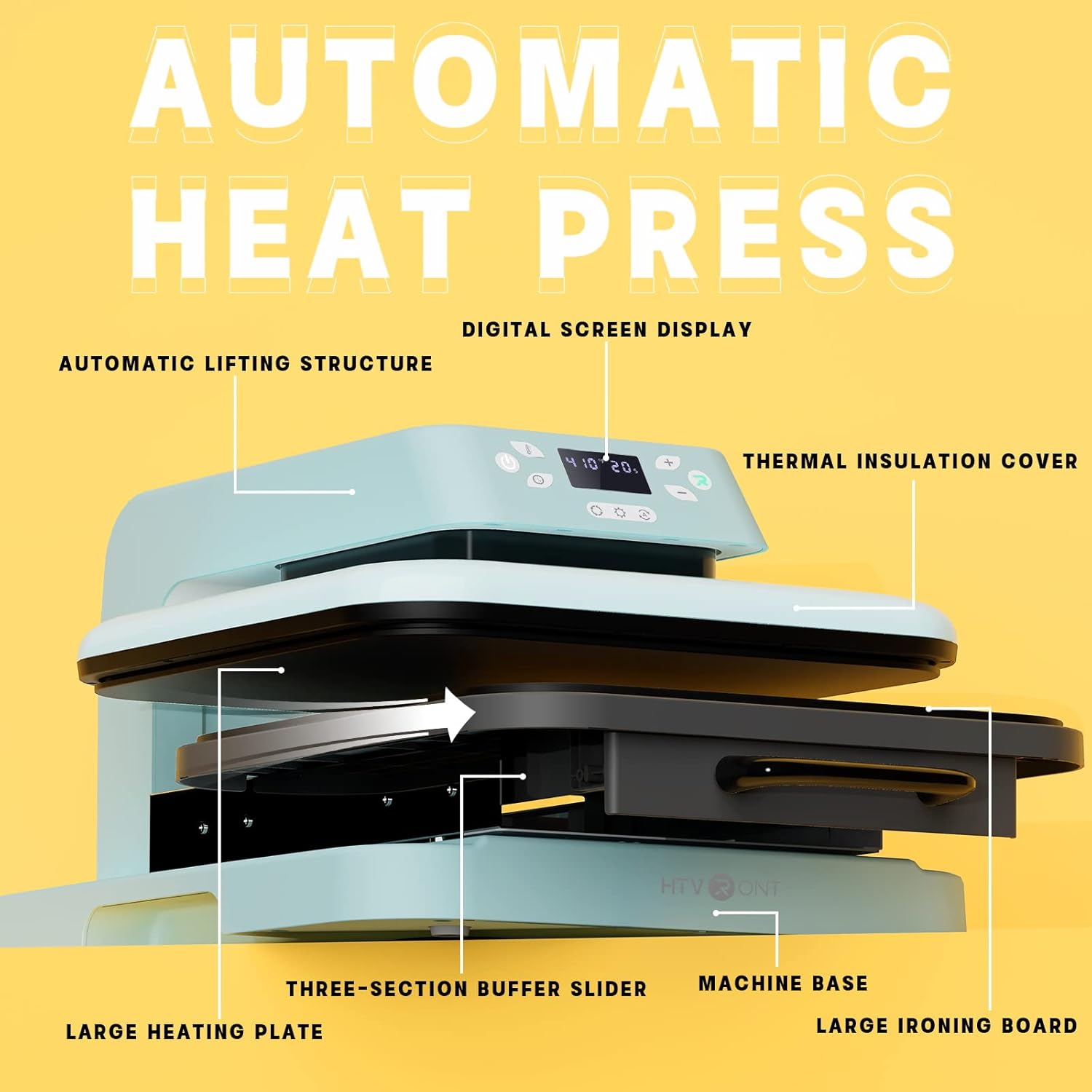 HTVRONT Auto Heat Press Machine for T Shirts 15 x 15 & Heat Press Accessories 52 Pcs & Teflon Sheets for Heat Press 12