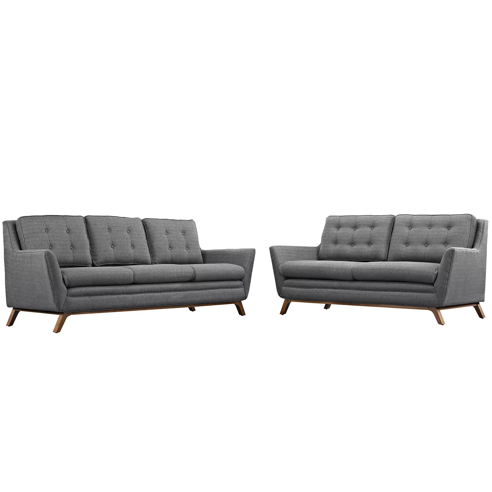 Modern Contemporary Urban Design Living Lounge Room Sofa Set ( Set of Two), Grey Gray, Fabric