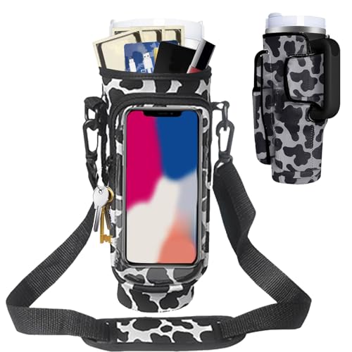 Sling Bag with Water Bottle Holder 25/32/40 Oz Neoprene Water Bottle Carrier with Strap and Phone Pocket Water Bottle Pouch Water Bottle Accessories for Hiking Camping Walking Cycling Travelling