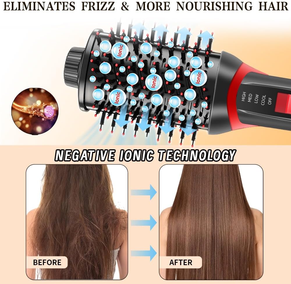 Hair Dryer Brush Blow Dryer Brush, Upgraded Plus 2.0 Hair Dryer and Hot Air Brush, 4-in-1 One Step Blow Dryer and Styler Volumizer with Negative Ion Ceramic Titanium Barrel Hair Dryer Straightener