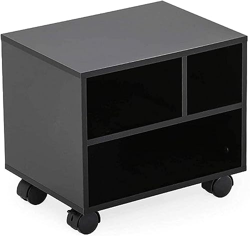 Printer Shelf 2 Tier Printer Stand Mobile Under Desk Storage Rack Work Cart with Wheels Rolling Wood Storage Cabinet for Home Office Desktop Organizer Printer Files