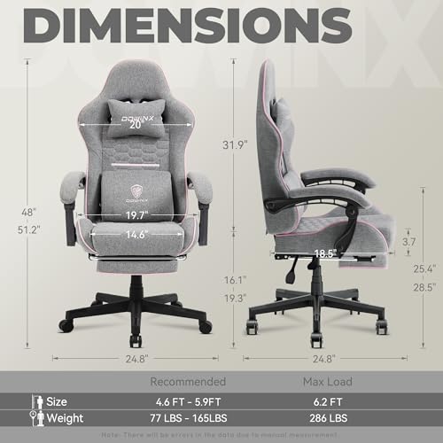 Dowinx Gaming Chair Fabric with Pocket Spring Cushion, Massage Game Chair Cloth with Headrest, Ergonomic Computer Chair with Footrest 290LBS, Black Green