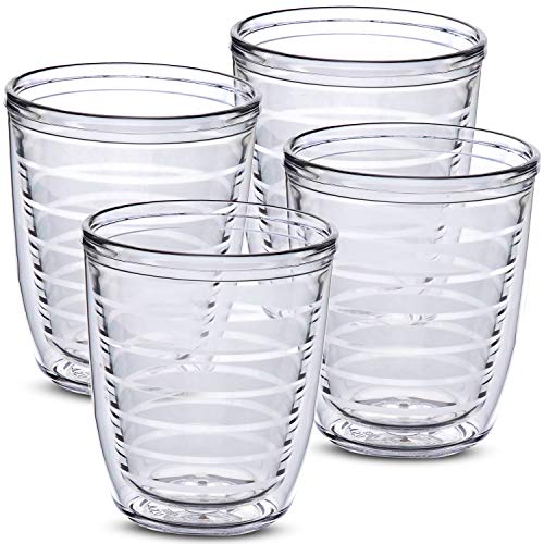 Homestead Choice 16oz Insulated Tumblers Plastic Keeps Drinks Cold & Hot, 4pack Double Walled Clear Insulated Drinking Glasses Cup, BPA-Free, Dishwasher Safe Reusable, Camping,Travel, Kitchen, Party