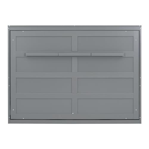 Merax Modern Farmhouse Solid Wood Murphy Cabinet Bed, No Box Spring Needed/Easy Assemble/Queen,Gray