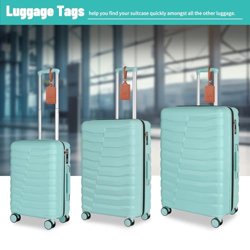 Lightweight Luggage with Spinner Wheels & YKK Zipper, 3-Piece Travel Suitcase ABS+PC Hardshell Luggage Set with TSA Lock, Light Avocado Green (20+24+28 inch)