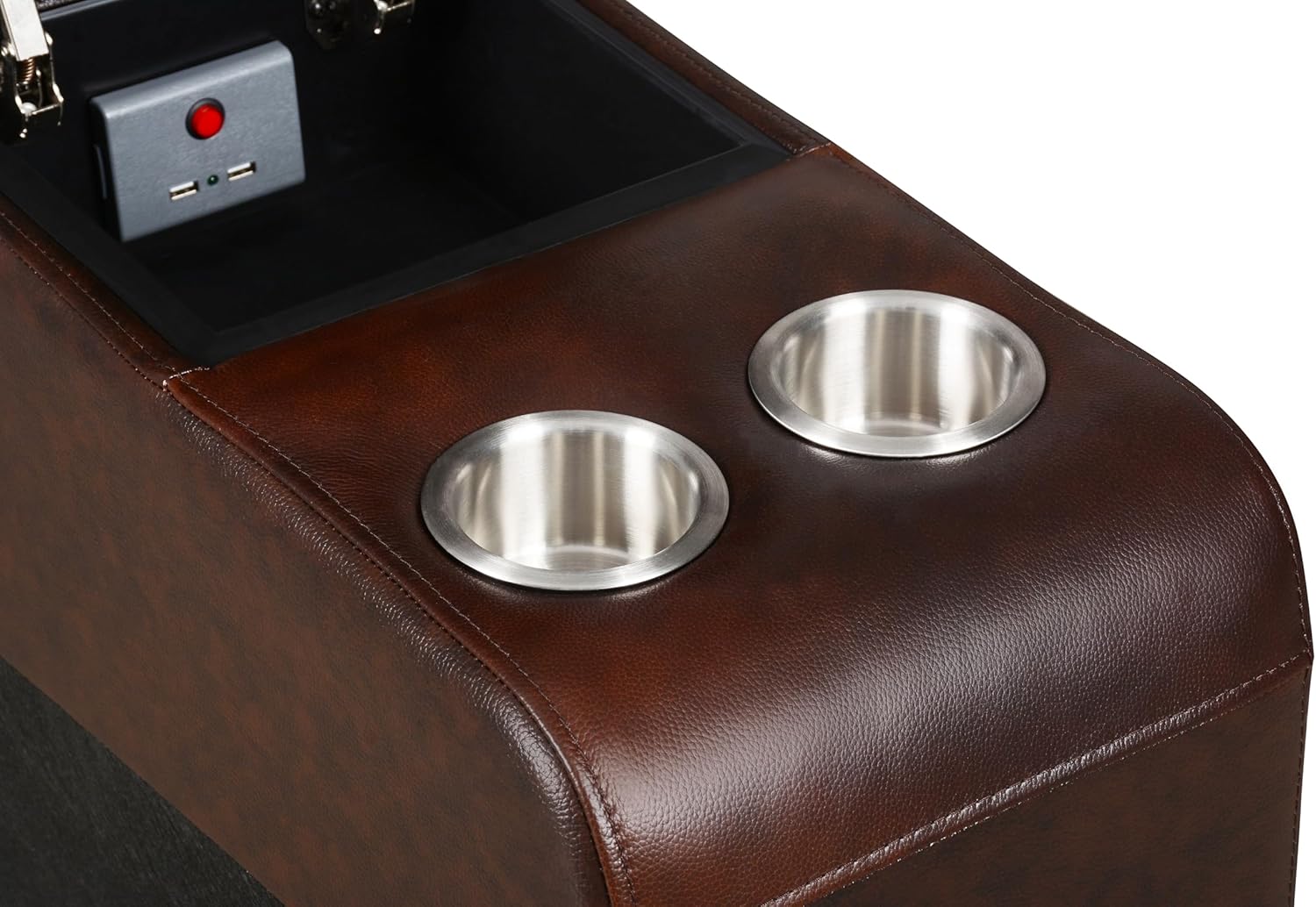 Abbyson Living Vanessa Top Grain Leather 6 Piece Power Reclining Sectional, Brown