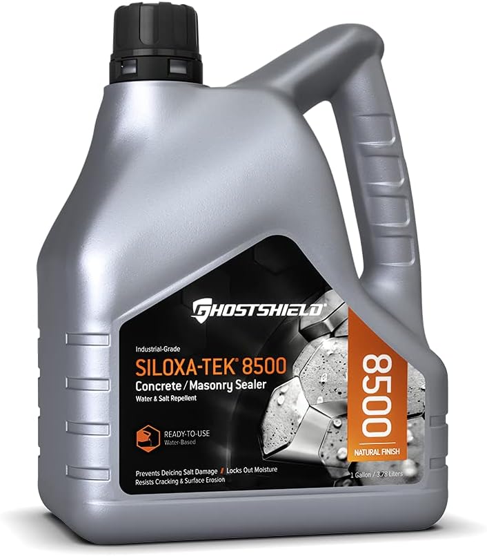 Siloxa-Tek 8500 Ready to Use - 1 Gallon Penetrating Concrete Sealer, Water and Salt Repellent. Clear, Water-Based DOT Approved Silane/Siloxane for Concrete, Brick, Masonry & Pavers