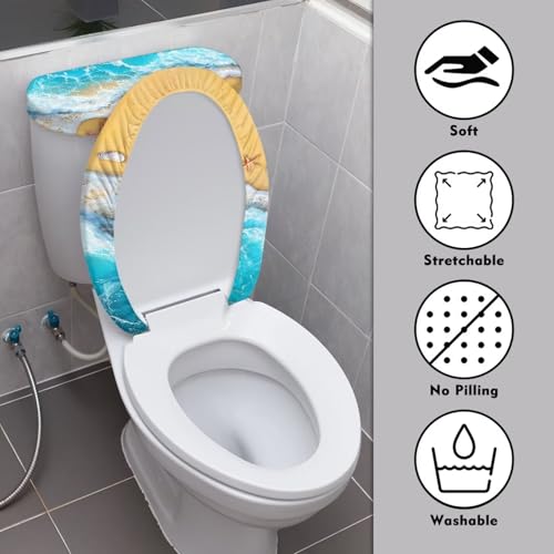 Christmas Bow Bell Toilet Tank Lid Cover and Toilet Seat Lid Cover 2 Pcs Set Toilets Covers with Elastic Cloth Fits Most Toilets Tanks & Lids