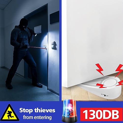 Upgraded Door Stop Alarms 130dB Intruder Alert Siren, Floor Mount Type, Rubber Security Devices Door Wedge for Home,Hotel, College Dorm Room, Apartment, Stays Travel,Black 2 Pack