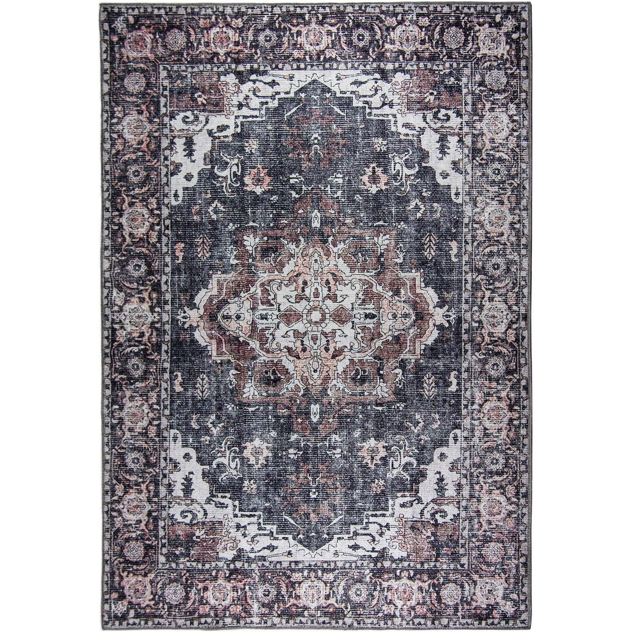 L'Baiet Jasmine Abstract Washable Area Rug Grey 2' x 3' Small Throw Rugs Carpet for Living Room, Bedroom, Kitchen, Entryway, Nursery, Playroom, Office | Boho Aesthetic Modern Colorful Home Decor