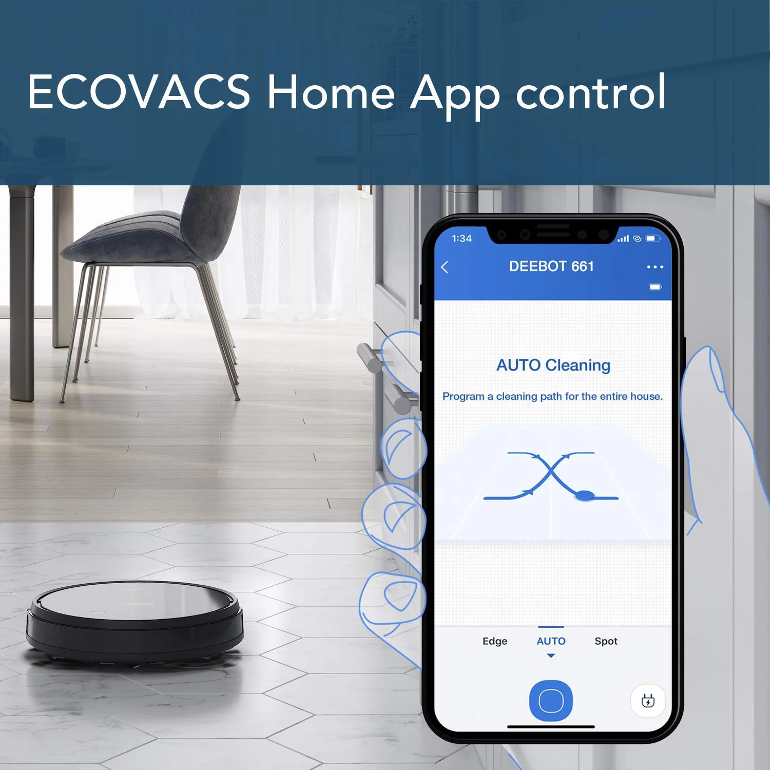 ECOVACS DEEBOT 661 Robot Vacuum Cleaner and Mop, 110 Minute Battery Life