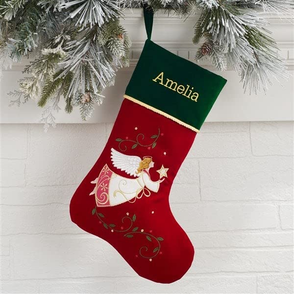 Personalization Universe Traditional Icon Personalized Christmas Stocking, Customizable with Any Name, Embroidered with Gold Braided Trim, 100% Polyester, Holiday Decor & Christmas, 19.5