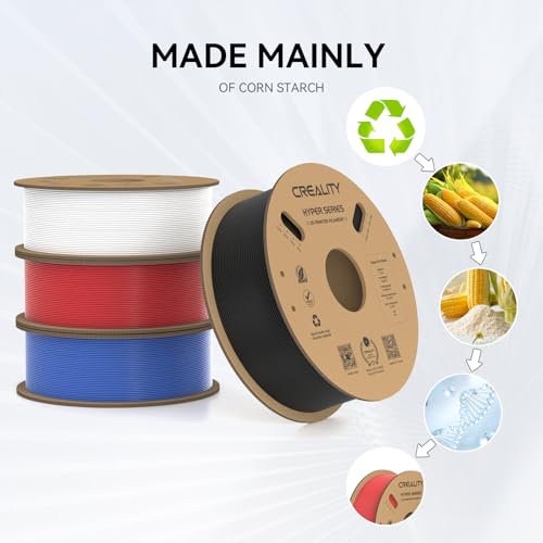 Creality Hyper PLA Filament 1.75mm, 30-600mm/s High Speed 3D Printer Filament, Dimensional Accuracy +/-0.02mm, Fit Most FDM 3D Printers, 4 Pack 1kg Spool(2.2lbs), Black & White