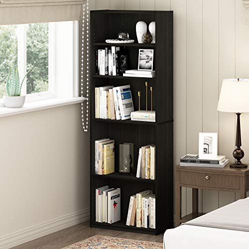FURINNO JAYA Simply Home 5-Shelf Bookcase, 5-Tier, Black