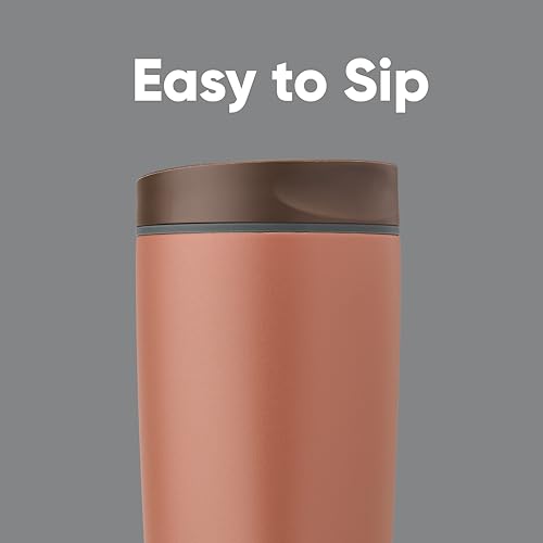 Owala SmoothSip Slider Insulated Stainless Steel Coffee Tumbler, Reusable Iced Coffee Cup, Hot Coffee Travel Mug, BPA Free 20 oz, Pink (Pucker Up)