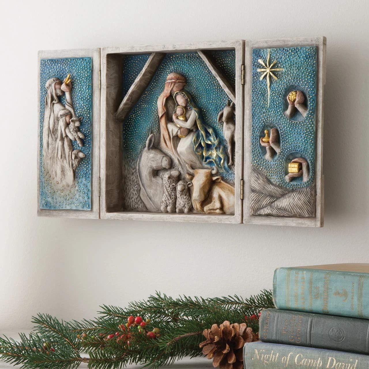 Willow Tree Starry Night Nativity, sculpted hand-painted nativity triptych