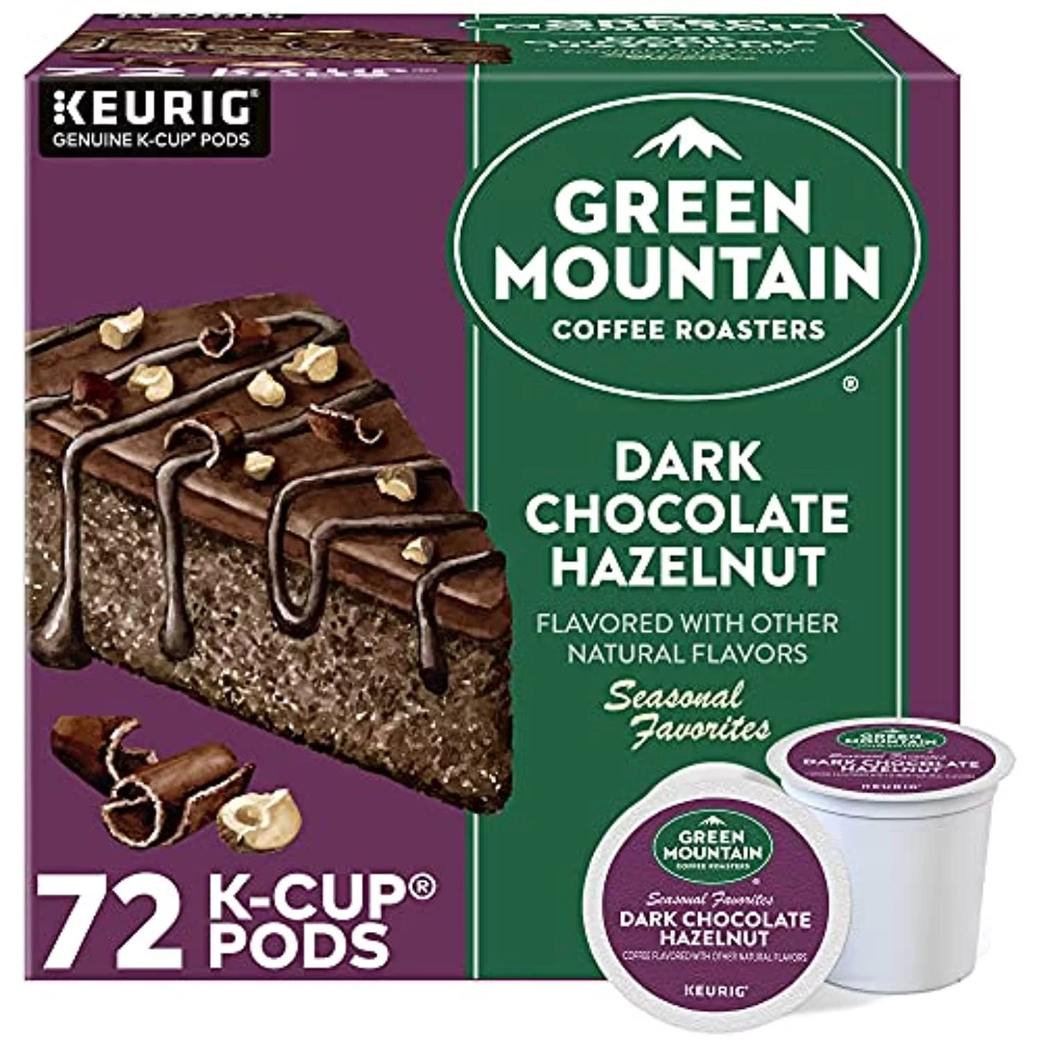Green Mountain Coffee Roasters Dark Chocolate Hazelnut Coffee, Keurig Single Serve K-Cup Pods, 72 Count