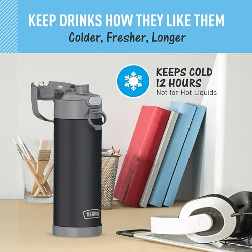 THERMOS FUNTAINER 16 Ounce Stainless Steel Vacuum Insulated Bottle with Wide Spout Lid, Apricot