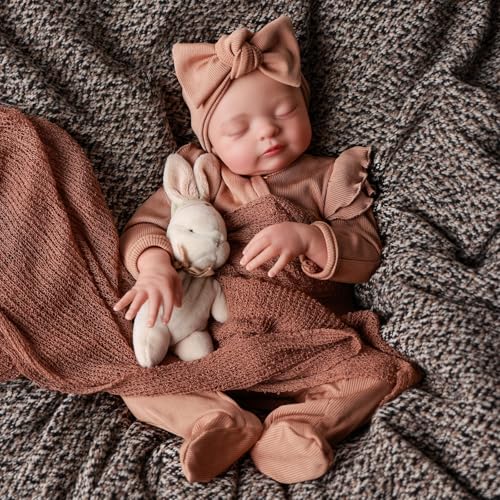 JIZHI Reborn Baby Dolls, 20 inch Soft Vinyl Baby Dolls Realistic Newborn Baby Doll Girl Real Life Baby Sleeping Dolls with Gift Box for Kids Age 3+