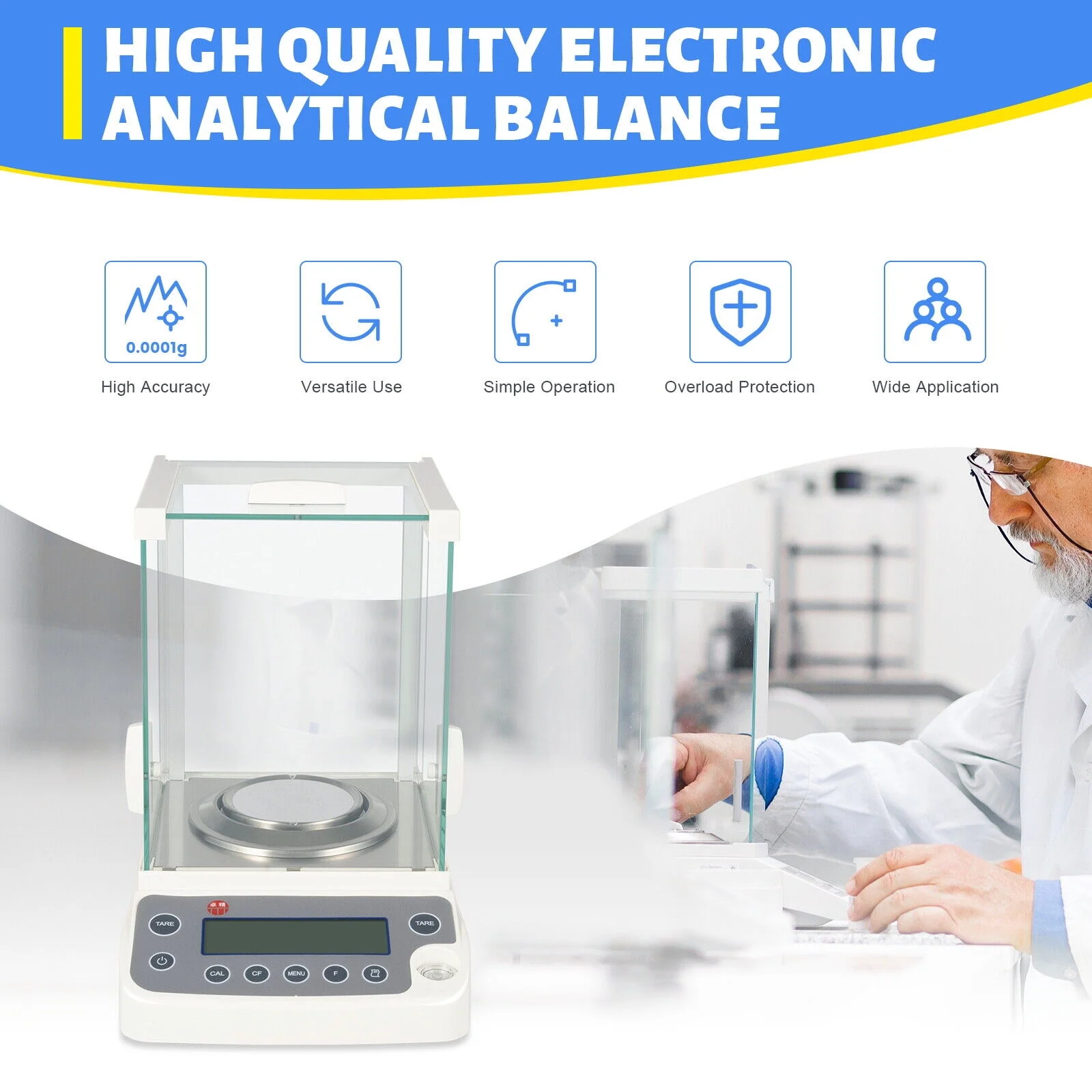 Electronic Analytical Balance 0.1 mg Lab Digital Precision Scale High Accuracy