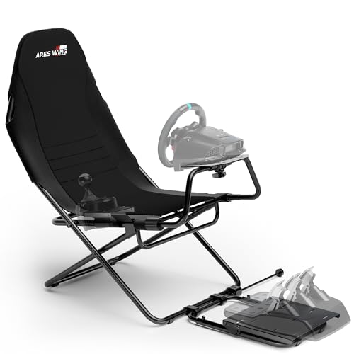 ARES WING Foldable Racing Simulator Cockpit, Racing Wheel Stand with Seat, Formula and GT Sim Racing Cockpit Compatible with Fanatec, Thrustmaster, Logitech, Moza Racing Games on PS5, PS4, Xbox and PC