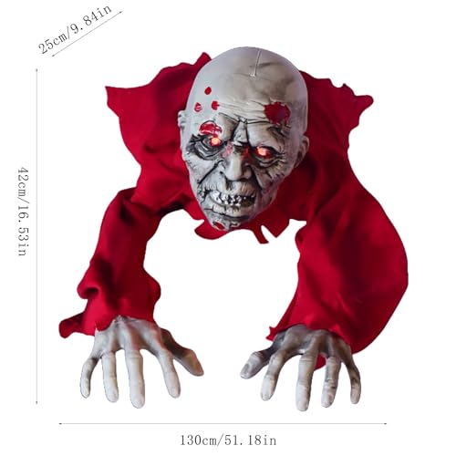 Halloween Zombie Groundbreaker Decoration, Horror Crawling Zombie, Voice Activated Crawling Zombies with Scary Sound Glowing Eyes, Haunted House Decoration, for Halloween Yard Garden Decor(Blue)
