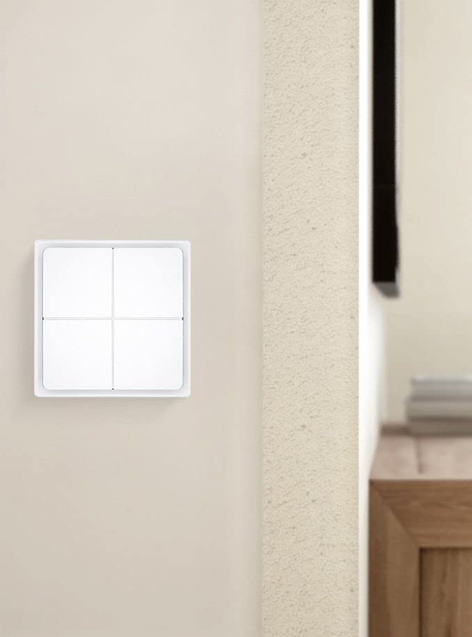 Light Solutions Lightbee Zigbee Switch Wireless Light Switch and Dimmer - Compatible with Philips Hue Apple HomeKit Over The Bridge Slim Design in White Matt Wireless Remote Control, 50 x 50 x 6 mm